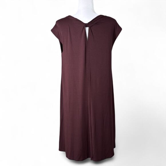 Eileen Fisher Shift Dress Wine Bateau Neck Twist Back Minimalist QuietLuxury S - Picture 1 of 9